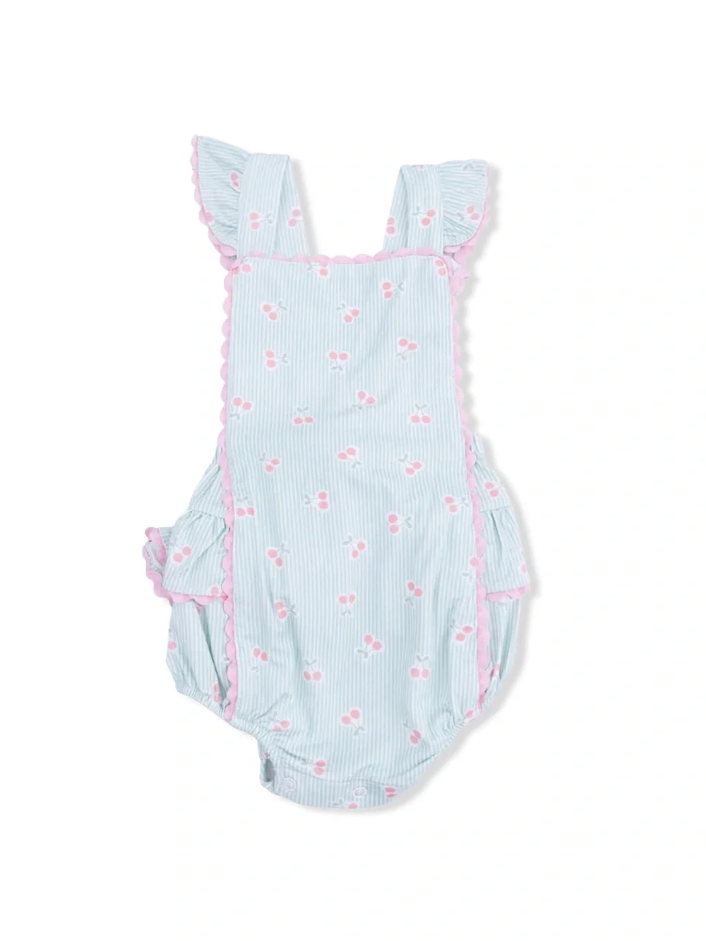 Angel Dear Tiny Cherry Stripe Ruffle Sunsuit Romper 0-3 3-6 6-12 12-18 18-24